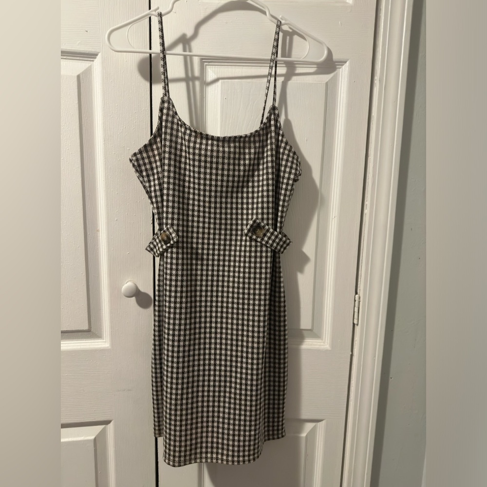 Black and White Plaid Mini Dress
